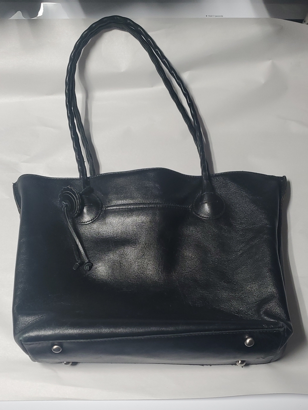 Patricia Nash Eastleigh Large Classic Black Leather Tote Bag Western Minimalist - Picture 6 of 16